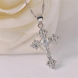 Fascinating AAA CZ Crystals Cross 925 Silver Necklace For Women - Christian Fashion Jewellery - The Jewellery Supermarket