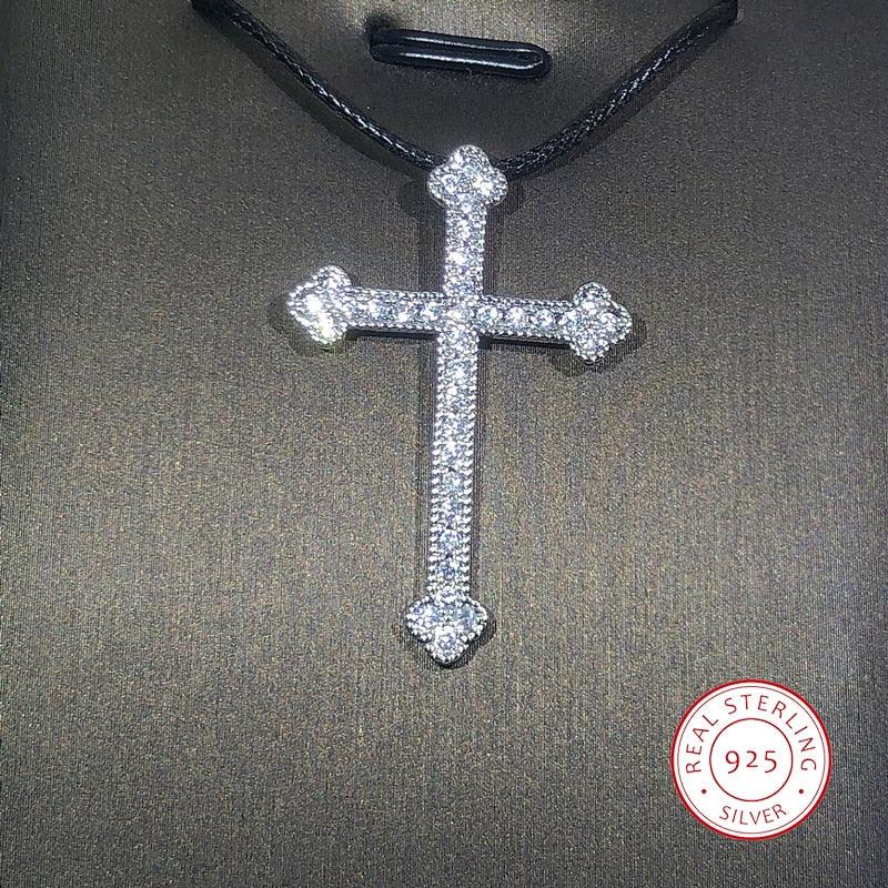 NEW ARRIVAL AAA+ Cubic Zirconia Diamonds 925 Silver Classic Vintage Fashion Cross Necklaces Pendants - The Jewellery Supermarket