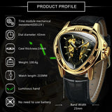 Top Brand Triangle Golden Skeleton Mechanical Automatic Sport Watch for Men - The Jewellery Supermarket