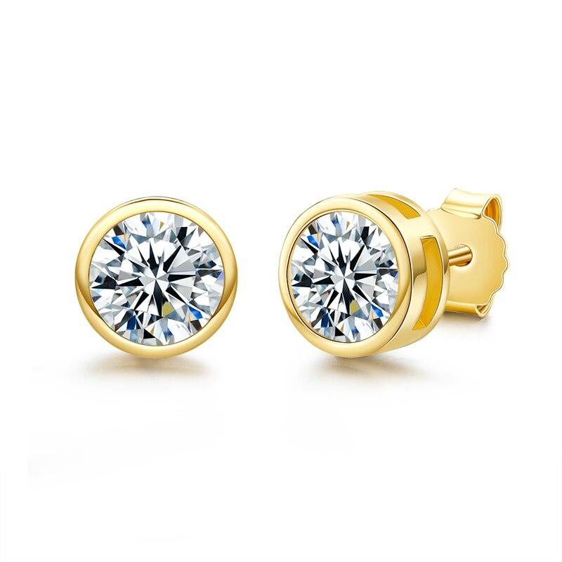 Super 1ct 2ct Total D Color Round ♥︎ High Quality Moissanite Diamonds ♥︎ 18KGP Stud Earrings - Fine Jewellery - The Jewellery Supermarket