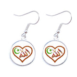 NEW Muslim Symbol Cabochon 16mm Glass Silver-plated Religious Drop Earrings - The Jewellery Supermarket