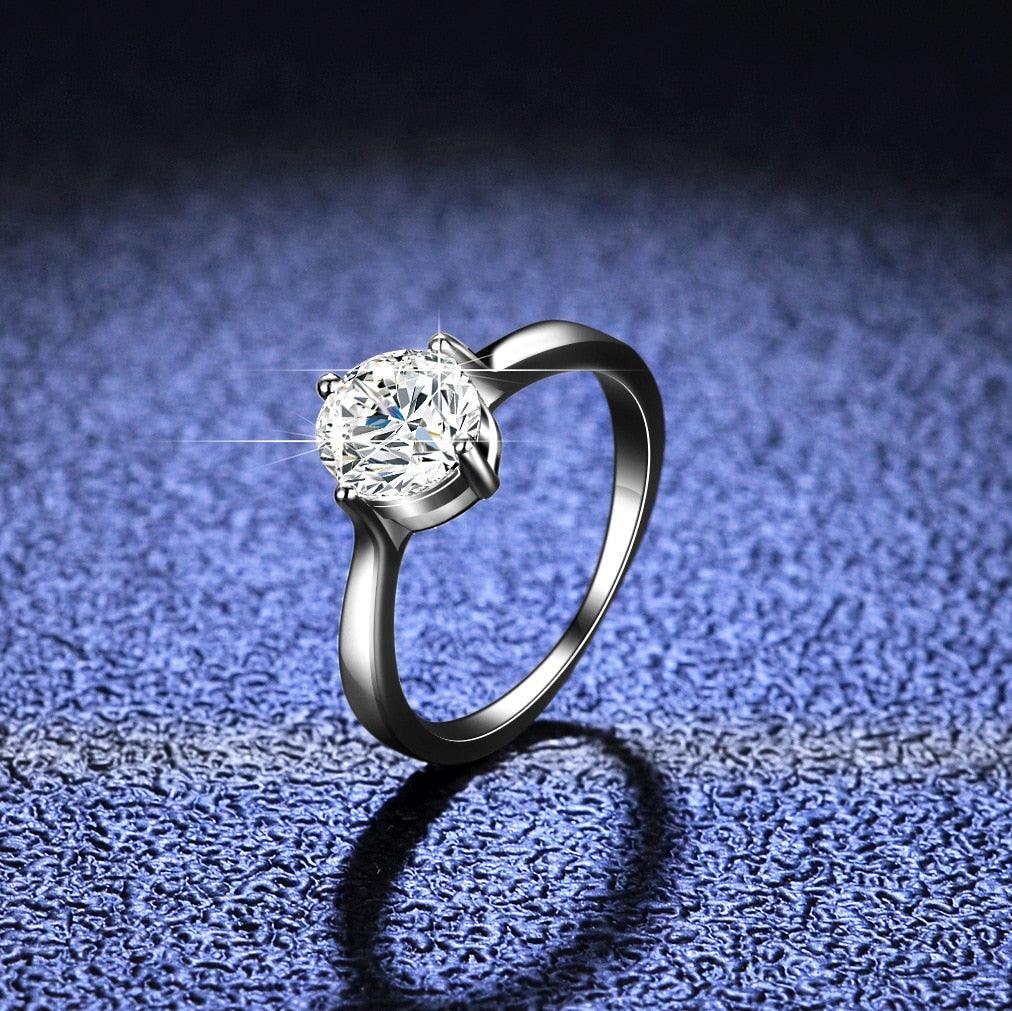 Classic Solitaire Round 1 Carats 4 Prong Brilliant High Quality Moissanite Diamonds Ring - Fine Jewellery - The Jewellery Supermarket