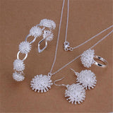 Fireworks Design Silver Necklace Earring Bracelet Rings Jewellery set for women -  Charming Fashion Jewellery