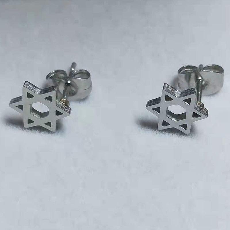NEW Simple Jewish Star of David Stainless Steel Small Earrings for Men and Women - The Jewellery Supermarket