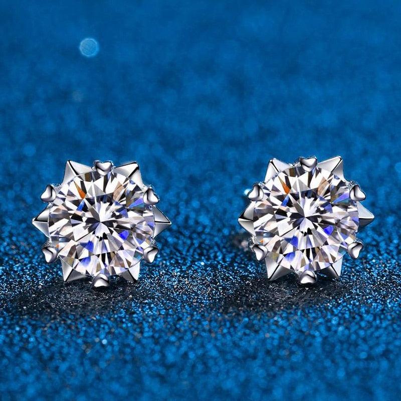 Platinum Plated VVS Clarity Snowflake ♥︎ High Quality Moissanite Diamonds ♥︎ Earrings For Women - Fine Jewellery - The Jewellery Supermarket