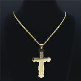 Stainless Steel Retro Catholic Cross Necklaces for Men/Women Gold Color Long Chain Religious Necklace - The Jewellery Supermarket