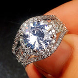 QUALITY RINGS New Luxury Halo Designer AAA+ Cubic Zirconia Diamonds Engagement Ring - The Jewellery Supermarket