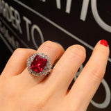 Great Gift Ideas - Sterling Silver Lab Ruby Gemstone Luxury Wedding Party Fine Jewelry Set - The Jewellery Supermarket