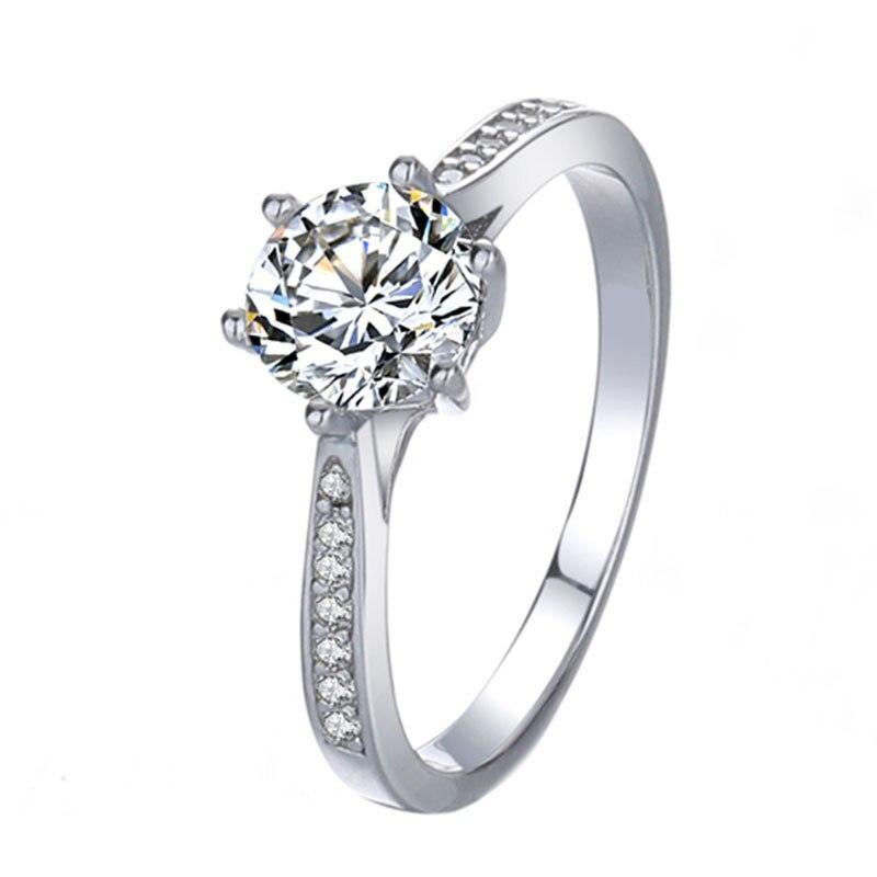 Crown Design 1.0 Carat 14K WGP High Quality Moissanite Diamonds Solitaire Rings - Fine Jewellery - The Jewellery Supermarket