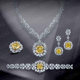 Gorgeous New Trendy Square Yellow High Quality AAA+ CZ 18K Gold/White Gold Plated Jewellery Set For Women - The Jewellery Supermarket