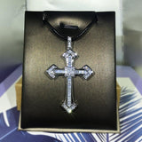 Classic Cross Micro-Inlaid Silver Colour Cross Fine White AAA+ Cubic Zirconia Diamonds Pendant Necklace