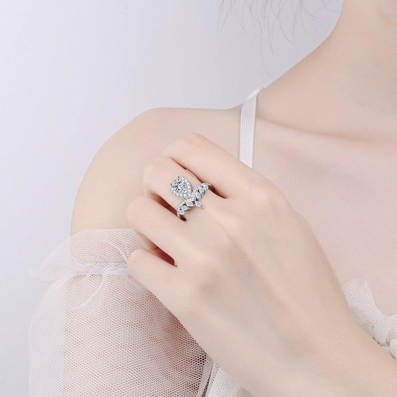 Fancy Cut Pear 1 Carat High Quality Moissanite Diamonds Platinum Plated Ring - Luxury Jewellery - The Jewellery Supermarket