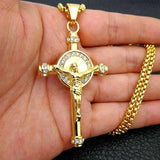 New Classic Vintage Jesus Cross Pendant Necklace - Micro Inlay Quality Zircon Religious Amulet Necklace Jewellery