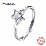 NEW Elegant AAAA Simulated Diamonds Jewellery - Authentic 925 Sterling Silver Star Fashion Simple Fine Ring