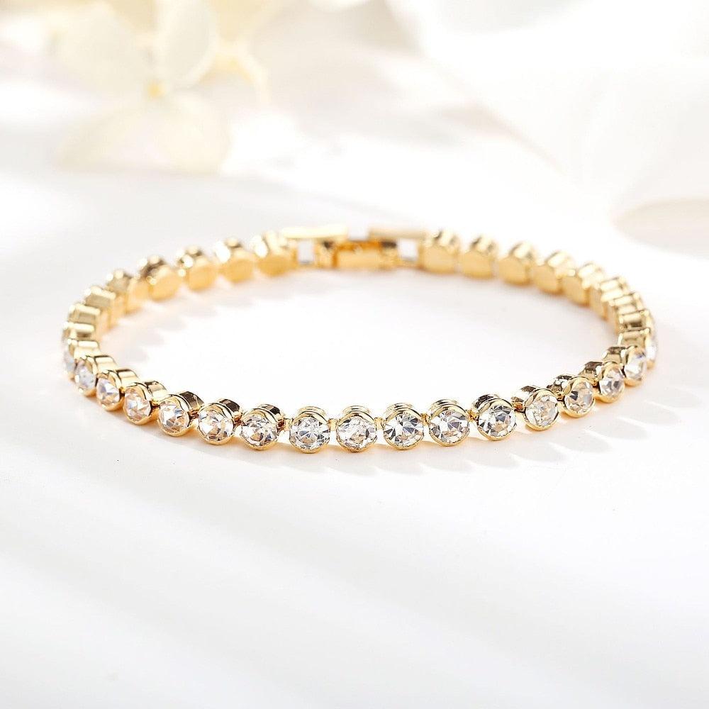 LOWEST PRICE - Luxury High Quality AAA Cubic Zirconia Crystals Tennis Bracelets For Women - Gold Silver Color Bracelets - The Jewellery Supermarket