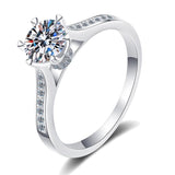 Classic Real 6 Heart Prong VVS High Quality Moissanite Diamonds and Side Diamonds Rings - Luxury Jewellery - The Jewellery Supermarket