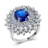 Delightful New Luxury Blue Color Oval Cut AAA+ Cubic Zirconia Diamonds Fashion Ring - The Jewellery Supermarket