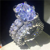 NEW Handmade Oval cut 8ct AAAA Quality Cubic Zirconia Diamonds Luxury Ring Set
