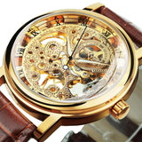 Top Brand Luxury Mechanical Transparent Golden Case Skeleton Watch for Men - The Jewellery Supermarket