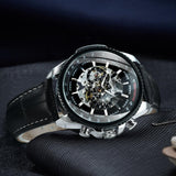 NEW - Luxury Men Silver Gold Skeleton Automatic Mechanical Wrist Military Watch - The Jewellery Supermarket