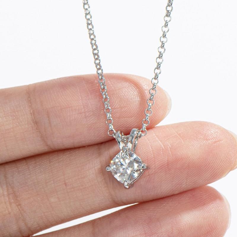 Fabulous 1 Carat D Color Princess/Cushion High Quality Moissanite Diamonds Pendant Necklace - Luxury Jewellery - The Jewellery Supermarket