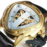 NEW - Men Golden Triangle Skeleton Mechanical Automatic Sport Watch - The Jewellery Supermarket
