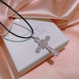 Exquisite White AAA Zircon Crystals Cross Pendant Necklace - Women's 925 Silver Geometric - Religious Jewellery - The Jewellery Supermarket