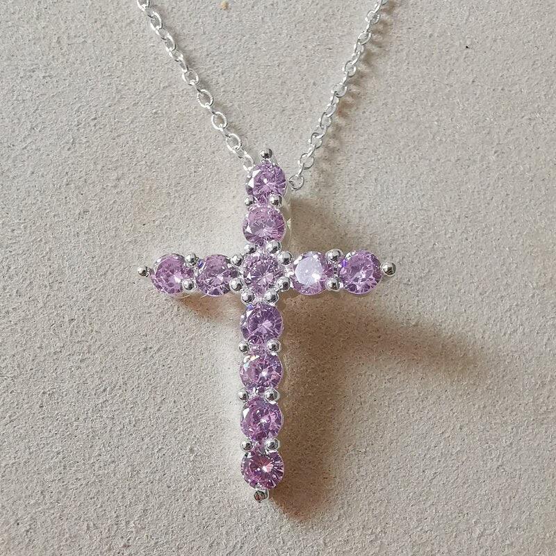 Radiant AAA Rhinestone Cystals Cross Silver Pendants Necklaces - Chain Choker Rhinestone Religious Jewellery - The Jewellery Supermarket