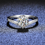 Amazing V-Shaped 1CT High Quality Moissanite Diamonds Sterling Silver Women's Ring - Fine Jewellery
