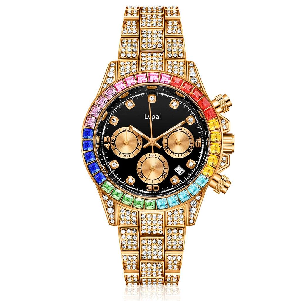 NEW MENS WATCHES - Luxury Branded Fashion Stainless steel Strap Diamond Dial Shiny watches - The Jewellery Supermarket
