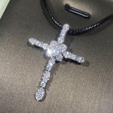 Silver Classic Shiny Cross Necklace For Women - Fashion AAA+ Cubic Zirconia Diamonds Cross Necklace - The Jewellery Supermarket