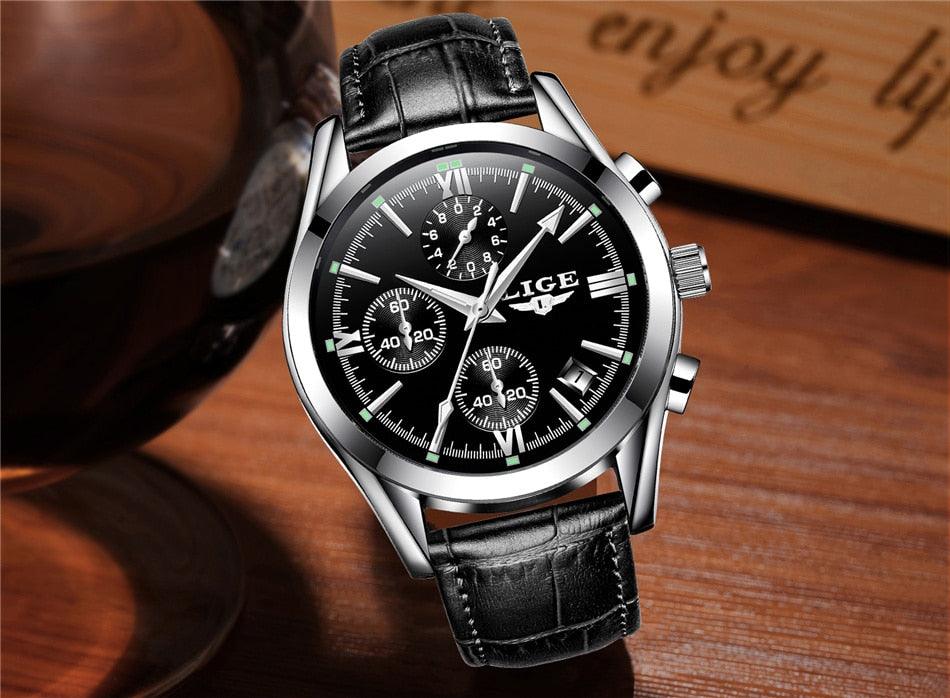 Great Gifts for Men - New Fashion Top Brand Luxury Quartz Premium Leather Waterproof Sport Chronograph Watch - The Jewellery Supermarket