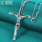 Remarkable 925 Sterling Silver Jesus Cross Pendant Necklace - Unisex Charming Wedding Religious Jewellery - The Jewellery Supermarket