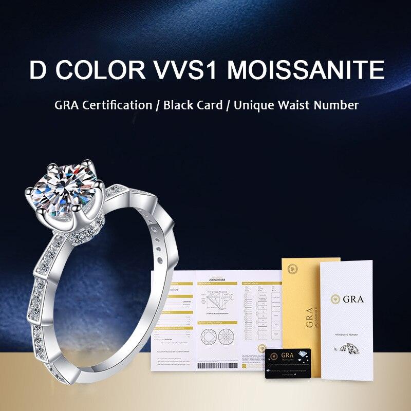 Impressive 0.5CT 1CT 2CT Sterling Silver VVS Round High Quality Moissanite Diamonds Luxury Fine Rings - The Jewellery Supermarket