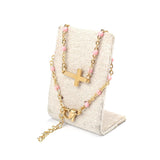 New Fashion Link Cable Chain Cross Golden Enamel Stainless Steel Beads Bracelets - Religious Jewellery - The Jewellery Supermarket