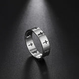 Charming Stainless Steel Couple Rings - Hollow Cross Personality Religious Engagement Wedding Party Jewellery - The Jewellery Supermarket