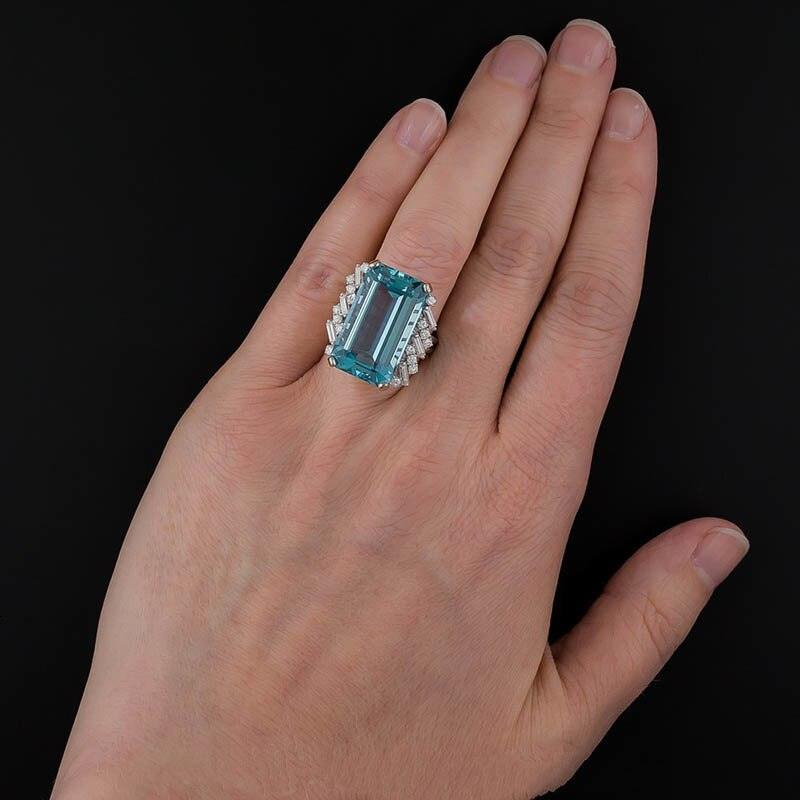 NEW ARRIVAL Vintage Rectangle Shape Lab Sapphire Gemstone Silver 925 Jewellery Ring - The Jewellery Supermarket