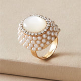 NEW VINTAGE RINGS Elegant Golden Pearls Opal Adjustable Ring