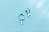 Charming Womens Fashion 100% Sterling Silver Christian Cross Small Drop Earrings - Popular Religious Gifts - The Jewellery Supermarket