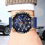 New Blue Top Brand Luxury Waterproof Casual Mesh Belt Fashion Quartz Wristwatches - The Jewellery Supermarket