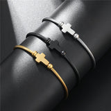 Stylish Stainless Steel Cuff Unisex Religious Faith Open Cross Bangles Bracelets - Religious Jewellery - The Jewellery Supermarket