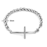 Link Braided Stainless Steel New Cross Charm Wheat Design Religious Mens Bracelets Bangles - The Jewellery Supermarket