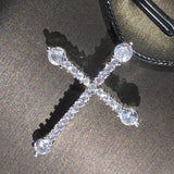 NEW ARRIVAL - Classic Retro 925 Silver Shiny AAA+ Cubic Zirconia Diamonds Cross For Women - The Jewellery Supermarket