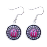 NEW Muslim Symbol Cabochon 16mm Glass Silver-plated Religious Drop Earrings - The Jewellery Supermarket