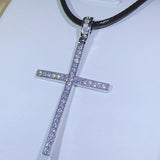 NEW White AAA+ Cubic Zirconia Diamonds Glittering Cross 925 Sterling Silver Cross Necklace Pendant - The Jewellery Supermarket