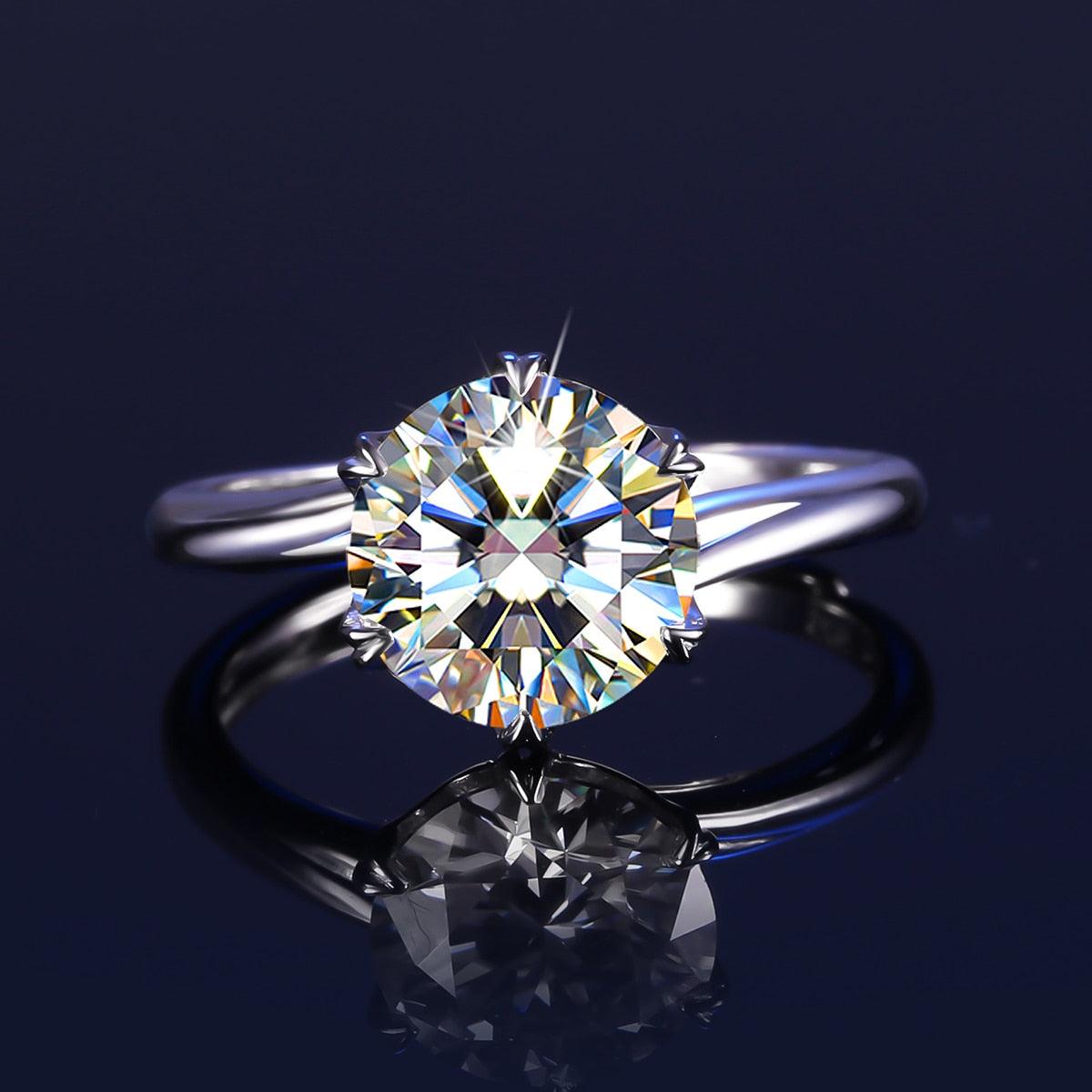 Real 3 Carats D Color High Quality Moissanite Diamonds Adjustable Rings - 6 Prong Setting Fine Jewellery - The Jewellery Supermarket