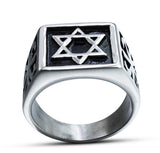 NEW ARRIVAL Star of David Men's seal square ring - The Jewellery Supermarket