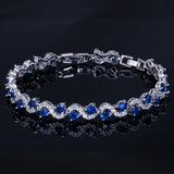 5 Colors Options Fashion Ladies Silver Plated AAA+ Cubic Zirconia Simulated Diamonds Royal Blue Tennis Bracelets