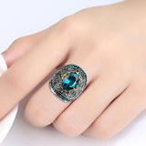 NEW VINTAGE RINGS Aquamarine Huge Oval Gemstones Hyperbole Design Size US 6-10 Ring - The Jewellery Supermarket
