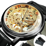 Top Brand Luxury Mechanical Transparent Golden Case Skeleton Watch for Men - The Jewellery Supermarket